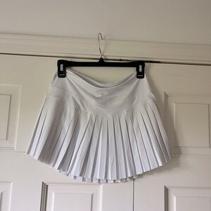 White Mini Skater Skirt with Pleats